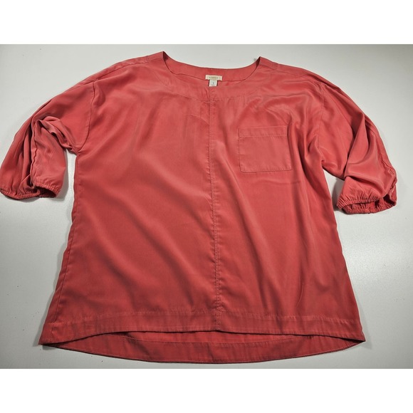 Chicos size 1 (M) coral colored blouse half sleeve popover carrer casual ^^ - Picture 3 of 6